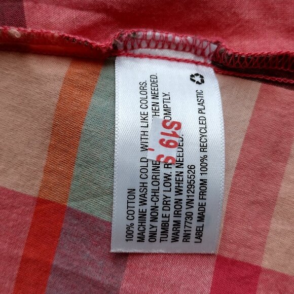 NWT Merona Pink Mixed Colors Plaid Cotton Long Sleeve Button Up Shirt, Size XS - Picture 8 of 9